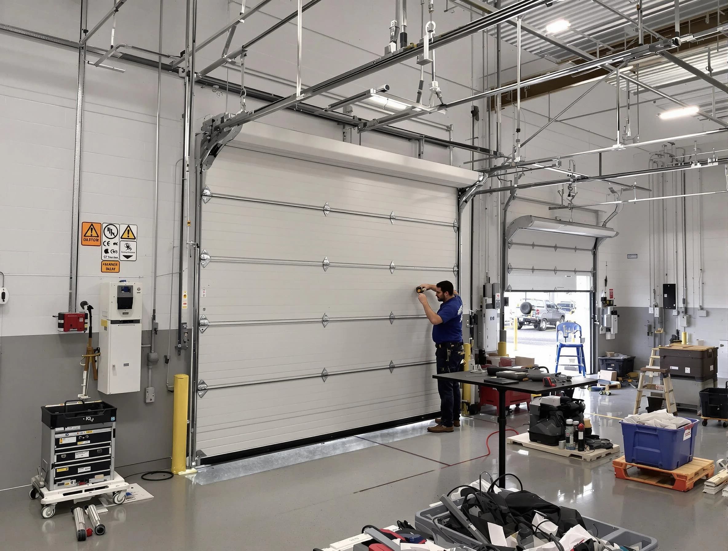 Commercial garage door repair being performed by Methuen Town Garage Door Repair expert in Methuen Town