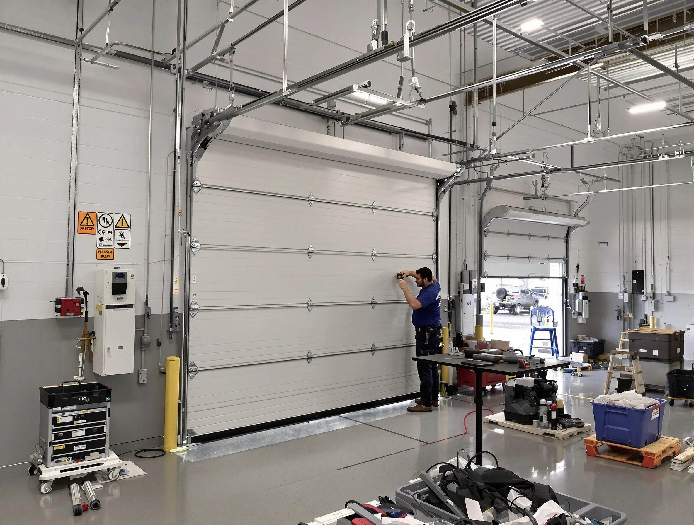 Commercial garage door repair being performed by Methuen Town Garage Door Repair expert in Methuen Town