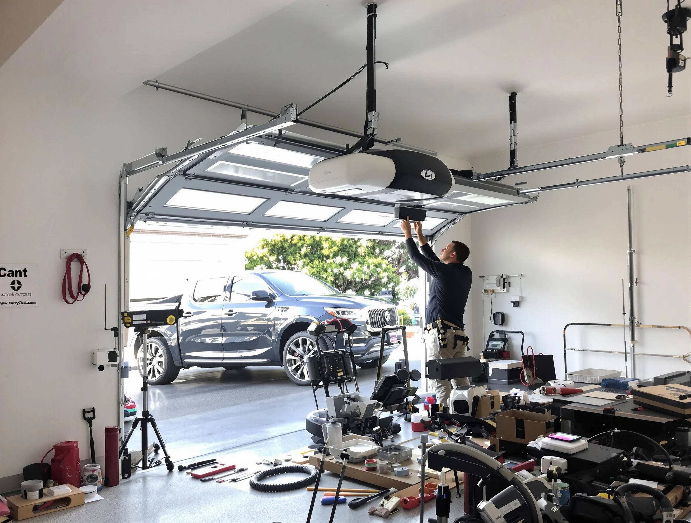 Methuen Town Garage Door Repair specialist installing smart garage door opener system in Methuen Town home