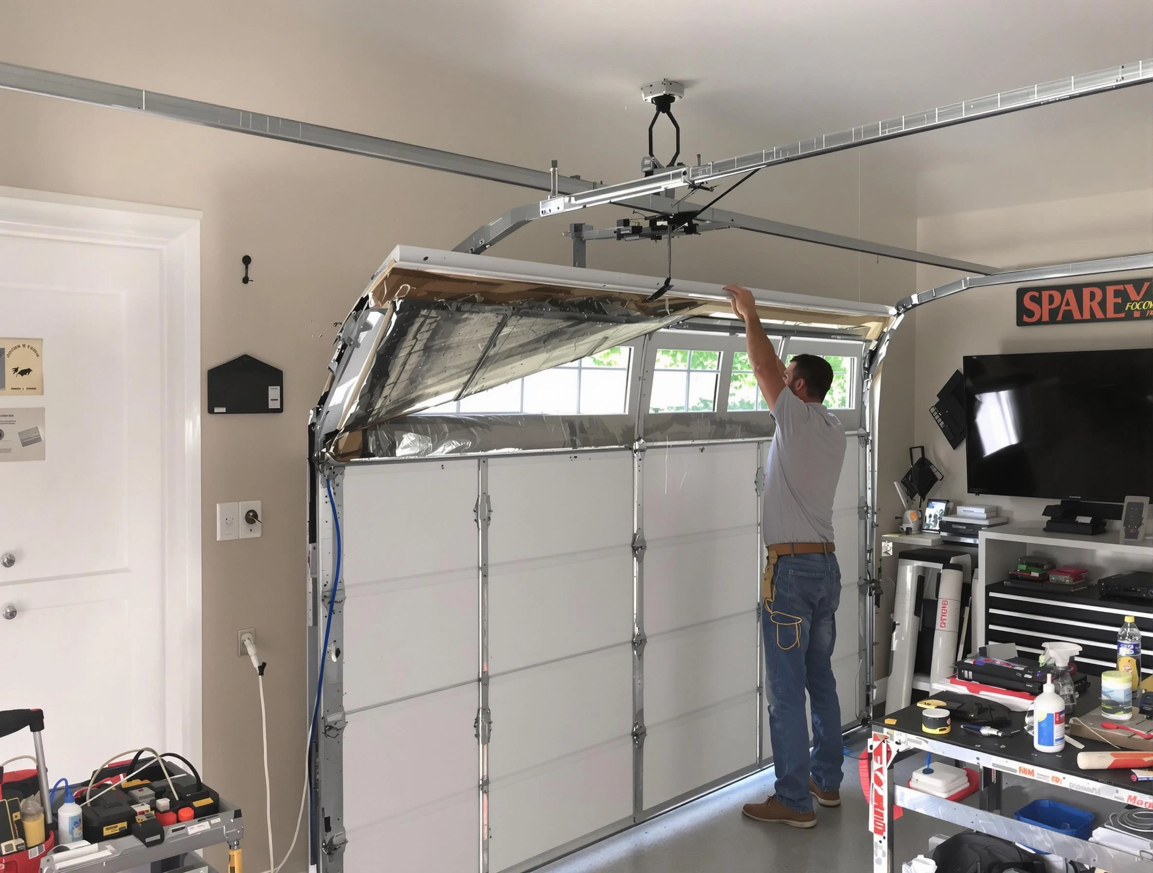 Garage door section replacement by Methuen Town Garage Door Repair in Methuen Town
